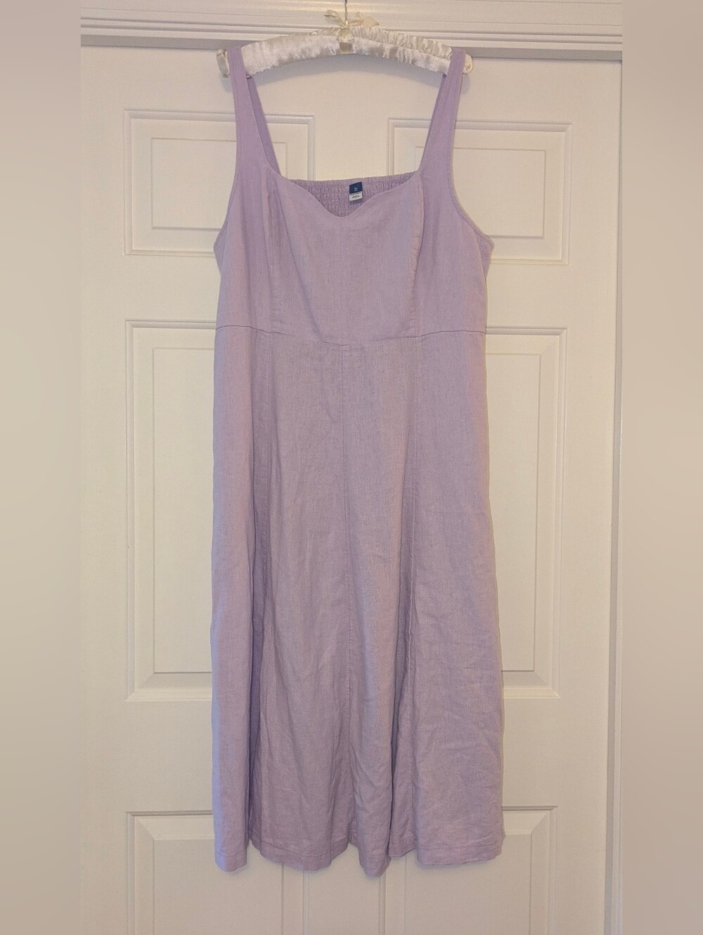 Old Navy Lavender Fit & Flare Linen-Blend Midi Dress XL